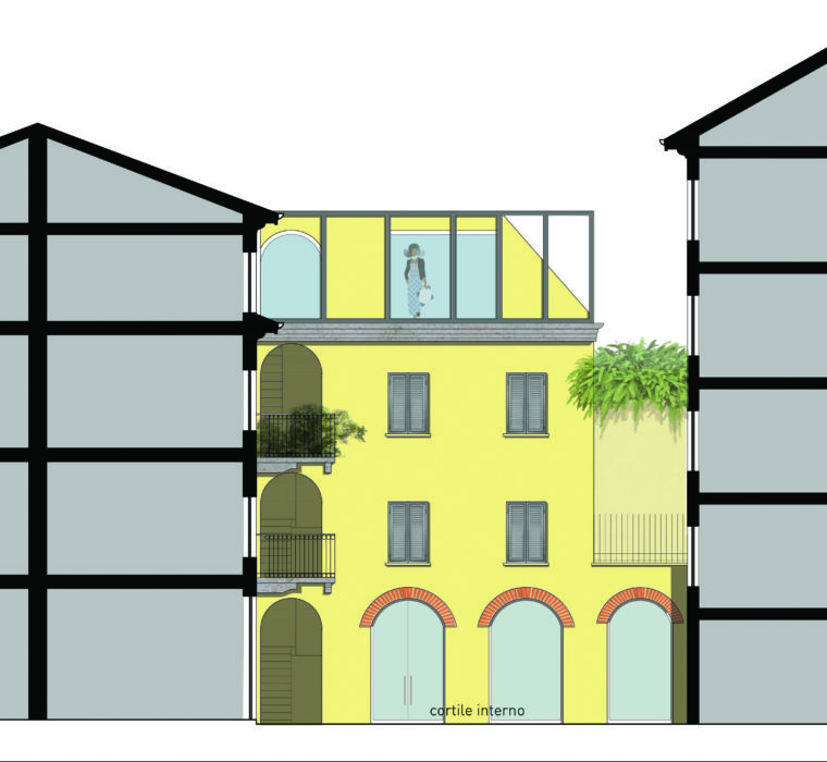 fgsa milano architettura sottotetto interno sopralzo moderno altana